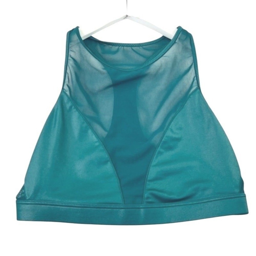 Victoria Sport Racerback Sports Bra Teal Size XS High Neck Mesh Activewear Top